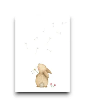 A6 ansichtkaart - Konijn met paardenbloemen